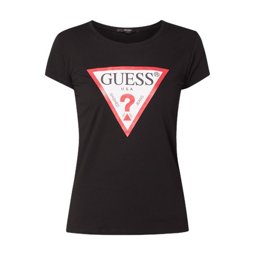 Bluzka damska Guess casual z okrągłym dekoltem z krótkimi rękawami 