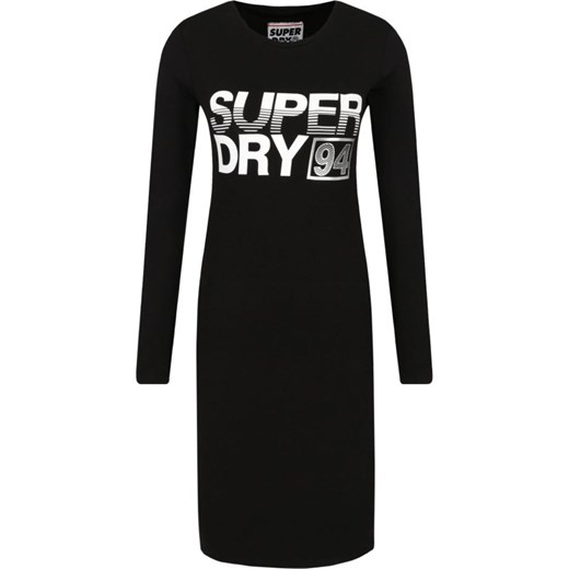 Sukienka Superdry midi z okrągłym dekoltem casual z długim rękawem 