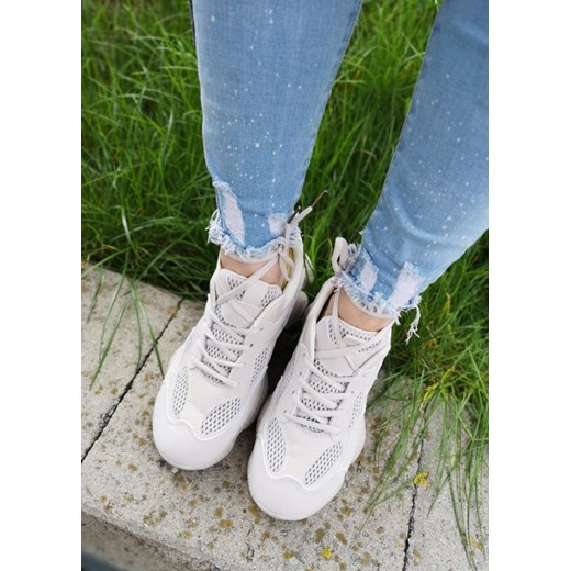 Buty sportowe damskie białe sznurowane bez wzorów 