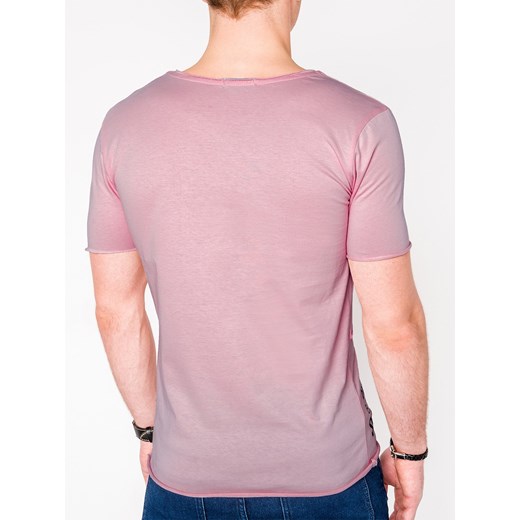 T-shirt męski z nadrukiem 979S - pudrowy róż  Edoti.com L  promocja 