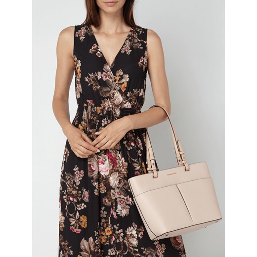 Shopper bag Michael Kors elegancka duża skórzana beżowa na ramię matowa 