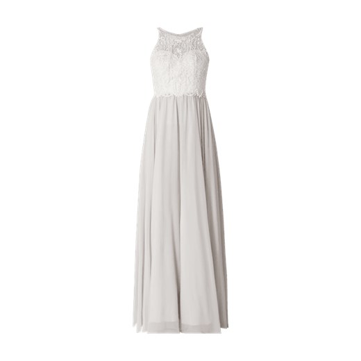 Sukienka Laona bez rękawów na bal biała z okrągłym dekoltem maxi 