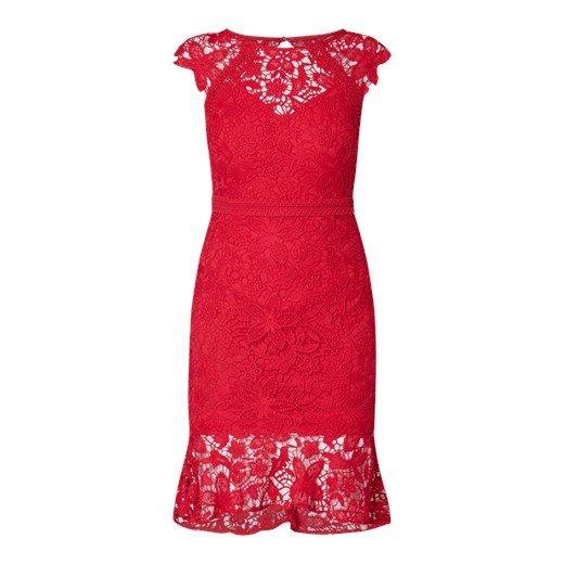 Sukienka Lipsy asymetryczna z okrągłym dekoltem czerwona 