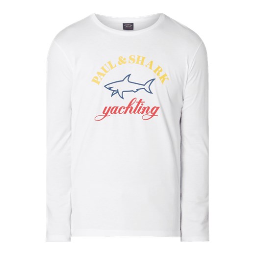 T-shirt męski biały Paul & Shark z długim rękawem 