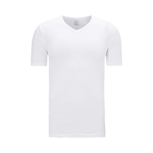 T-shirt męski biały Schiesser casualowy bawełniany 