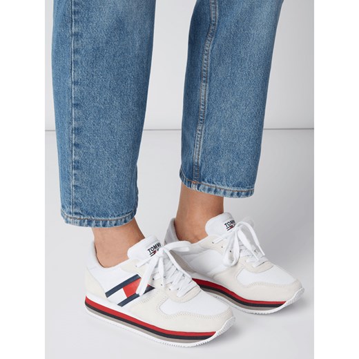 Buty sportowe damskie Tommy Jeans sneakersy młodzieżowe białe tkaninowe płaskie 