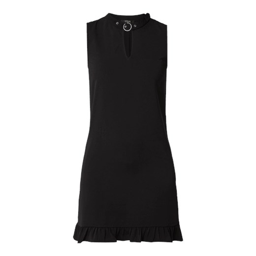 Sukienka Guess czarna casual mini na spotkanie biznesowe z okrągłym dekoltem 