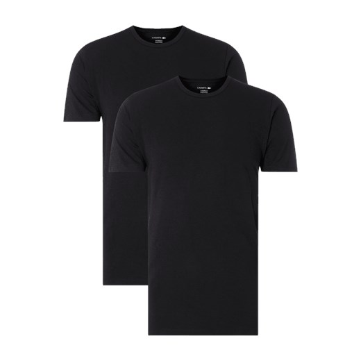 T-shirt męski czarny Lacoste na wiosnę z krótkim rękawem casual 