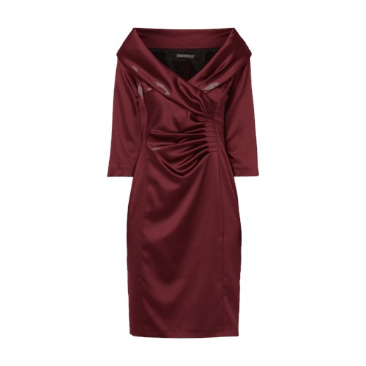 Sukienka czerwona Marie Noir z długim rękawem mini elegancka kopertowa 