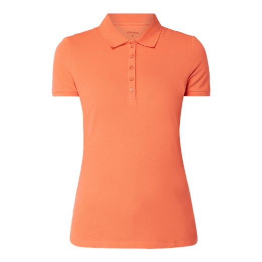 Pomarańczowy bluzka damska Montego bez wzorów z krótkim rękawem bawełniana z kołnierzykiem 