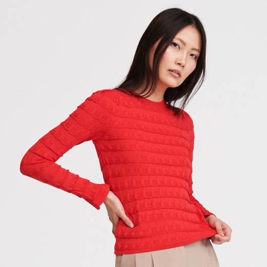 Sweter damski czerwony Reserved z okrągłym dekoltem 