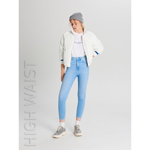 Cropp - Elastyczne jeansy high waist - Niebieski Cropp  36 