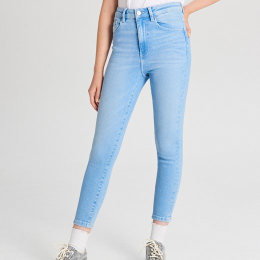 Cropp - Elastyczne jeansy high waist - Niebieski Cropp  40 