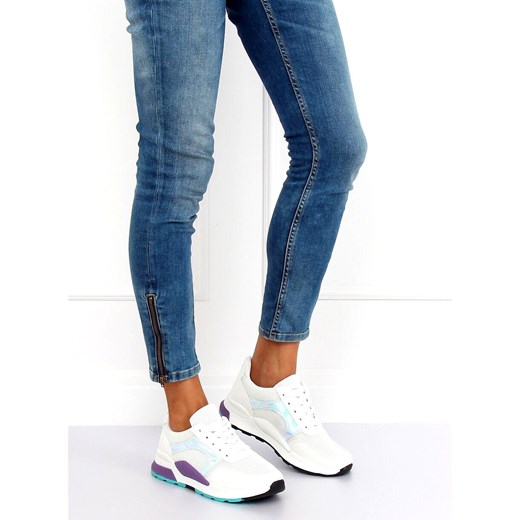 Buty sportowe damskie białe Butymodne casualowe młodzieżowe bez wzorów 