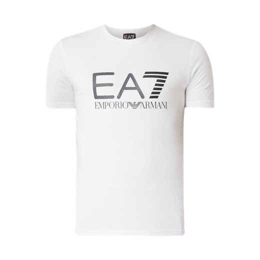 Ea7 Emporio Armani t-shirt męski biały z krótkim rękawem w nadruki 