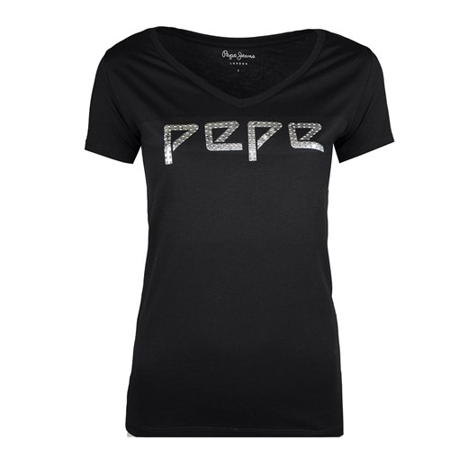 Bluzka damska Pepe Jeans T-shirt "serena" czarna z krótkimi rękawami młodzieżowa 