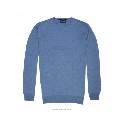 Sweter / pulower O-neck z wełny z merynosów jasnoniebieski eleganckipan-com-pl niebieski delikatne