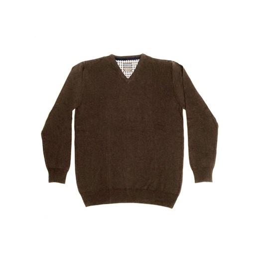 Brązowy sweter bawełniany eleganckipan-com-pl szary dopasowane