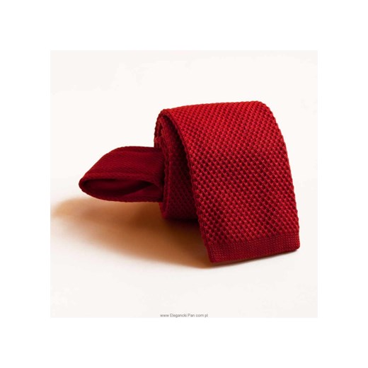 Czerwony jedwabny krawat z dzianiny (knit) eleganckipan-com-pl czerwony dzianina