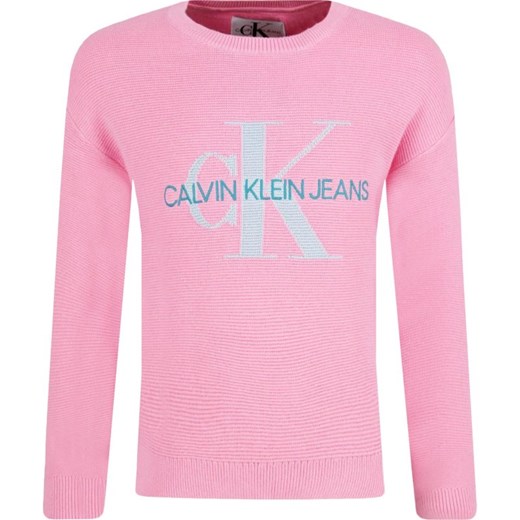 Sweter dziewczęcy Calvin Klein różowy z jeansu 