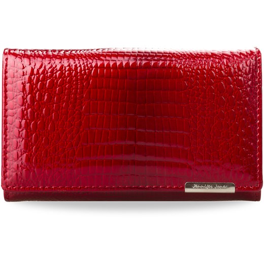 Elegancki lakierowany damski portfel - czerwony