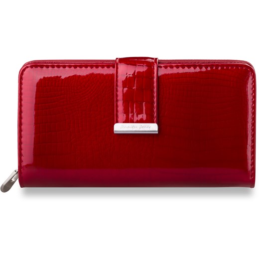 Duży damski portfel jennifer jones lakierowany - czerwony