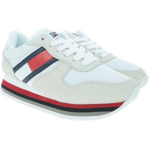 Buty sportowe damskie Tommy Hilfiger casualowe szare sznurowane gładkie 