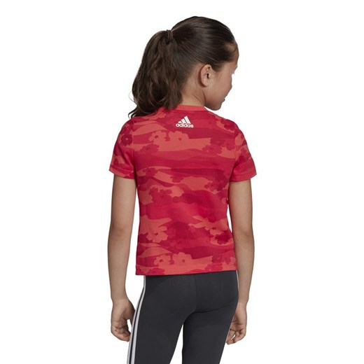 Bluzka dziewczęca czerwona Adidas letnia z krótkim rękawem 