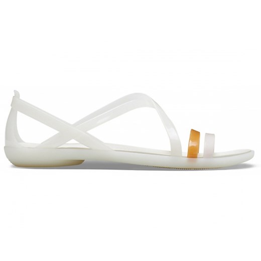 Białe sandały damskie Crocs casual bez wzorów na płaskiej podeszwie 