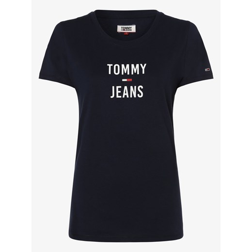 Bluzka damska granatowa Tommy Jeans wiosenna z krótkimi rękawami z okrągłym dekoltem 