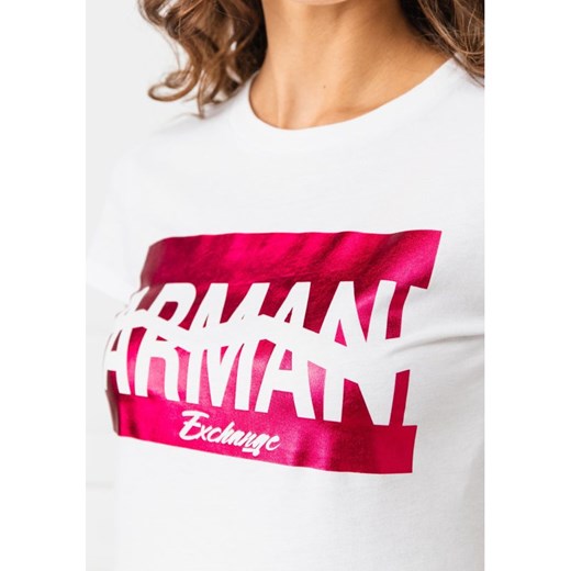 Bluzka damska Armani biała z okrągłym dekoltem młodzieżowa 