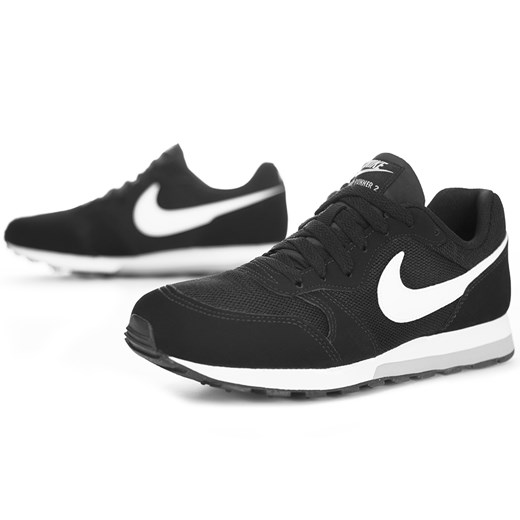 Buty sportowe damskie Nike do biegania md runner sznurowane płaskie bez wzorów czarne 