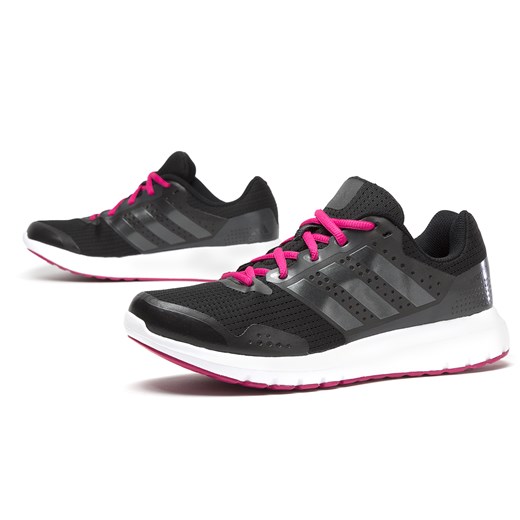 Buty sportowe damskie Adidas dla biegaczy płaskie czarne gładkie 