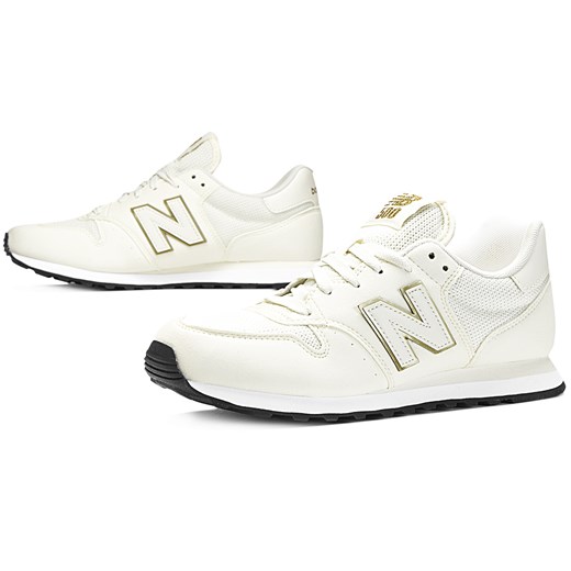Buty sportowe damskie białe New Balance dla biegaczy gładkie wiązane na płaskiej podeszwie młodzieżowe 