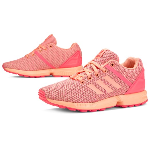 Buty sportowe damskie Adidas zx różowe bez wzorów płaskie 