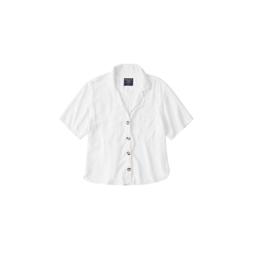 Bluzka damska biała Abercrombie & Fitch z krótkim rękawem 