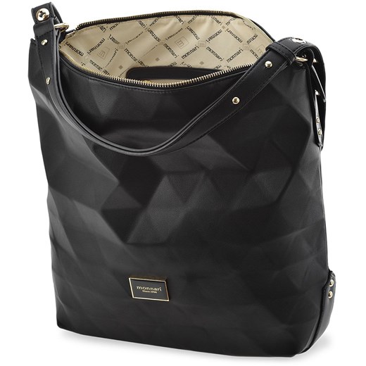 Shopper bag czarna Monnari elegancka bez dodatków ze skóry ekologicznej mieszcząca a8 