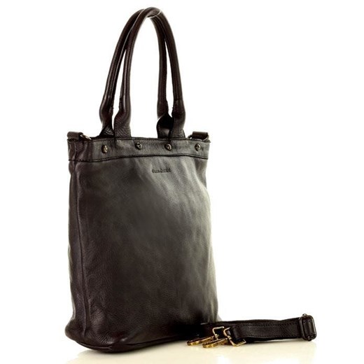 Shopper bag brązowa Mazzini elegancka skórzana na ramię matowa 