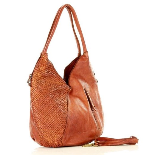 Shopper bag Mazzini średniej wielkości matowa na ramię pomarańczowy 