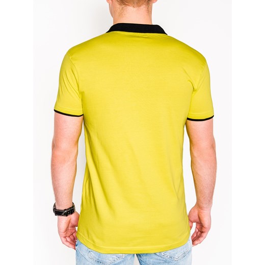 Koszulka męska polo bez nadruku 664S - żółta  Edoti.com XL okazyjna cena  