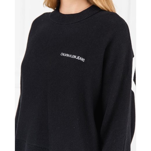 Sweter damski Calvin Klein czarny z okrągłym dekoltem 