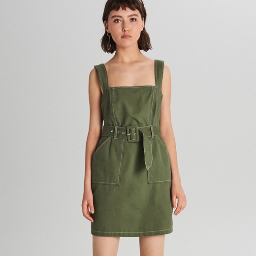 Sukienka Cropp zielona na ramiączkach mini 