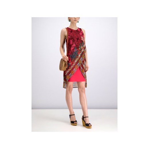 Sukienka Desigual elegancka mini czerwona bez rękawów 