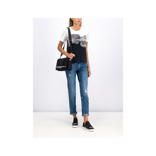Bluzka damska Versace Jeans młodzieżowa z krótkim rękawem z okrągłym dekoltem 