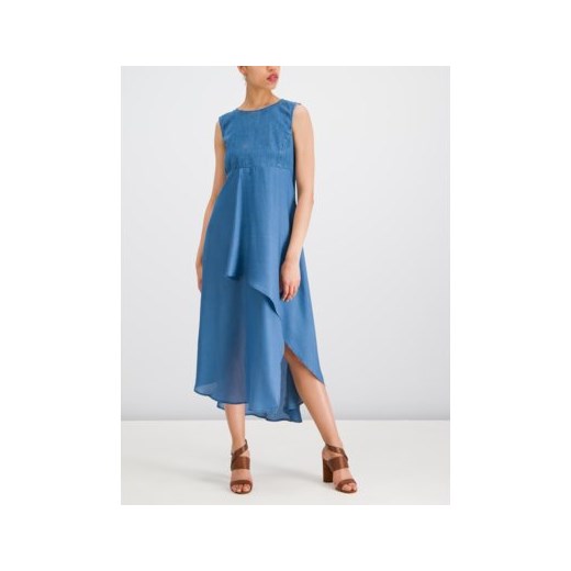 Marella sukienka maxi z okrągłym dekoltem niebieska bez rękawów 