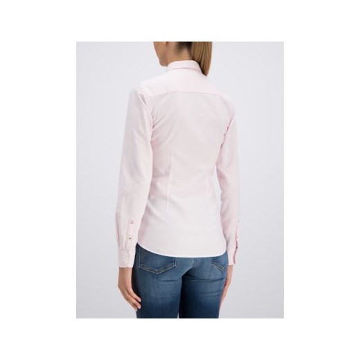 Koszula damska różowa Tommy Hilfiger bez wzorów z długim rękawem elegancka 