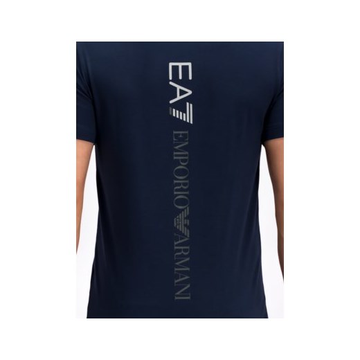 T-shirt męski niebieski Ea7 Emporio Armani z krótkim rękawem 