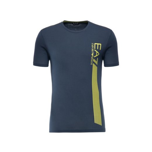 Niebieski t-shirt męski Ea7 Emporio Armani z napisem 