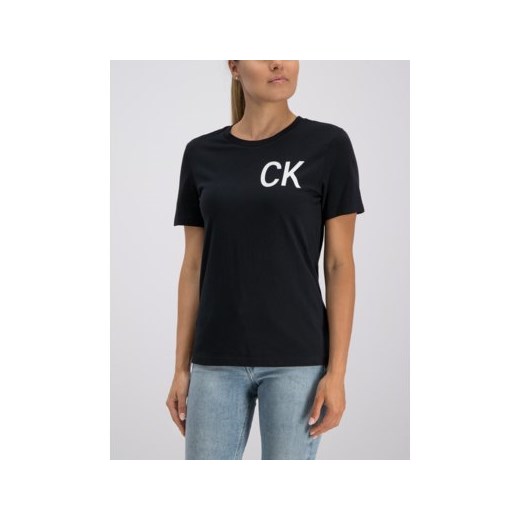 Bluzka damska Calvin Klein z napisami z okrągłym dekoltem z krótkim rękawem 
