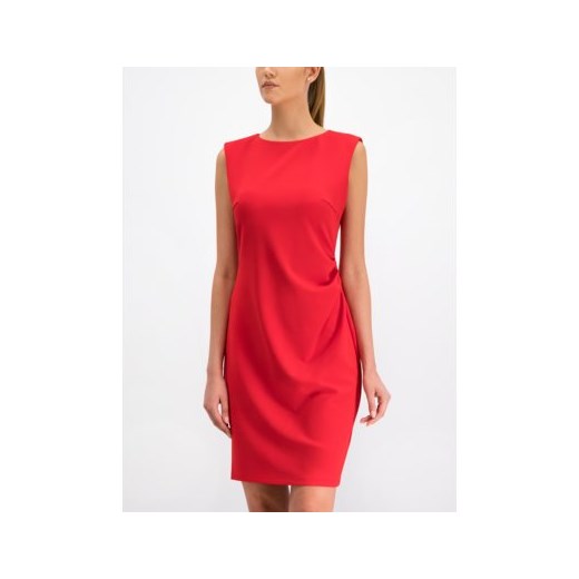 Sukienka Calvin Klein mini czerwona z okrągłym dekoltem prosta bez wzorów 